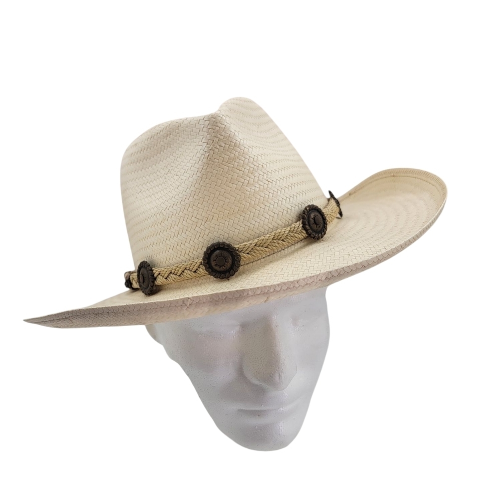 Stylish Cream Hat with Decorative Band